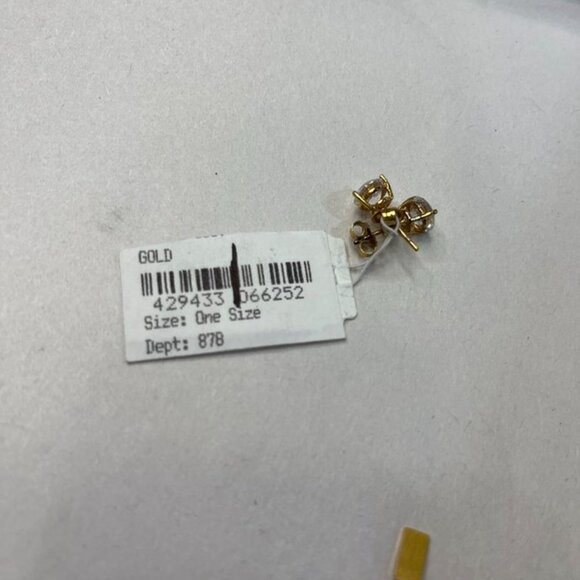 Nordstrom Gold Tone CZ Solitaire Stud Earrings Classic Round Sparkle One Size - Picture 6 of 10